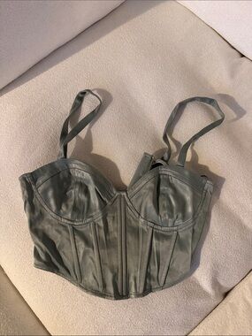 Zara Sage Green Satin Corset Top